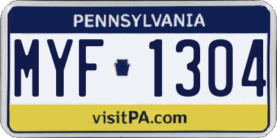 PA license plate MYF1304