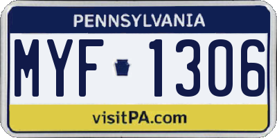 PA license plate MYF1306