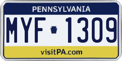 PA license plate MYF1309