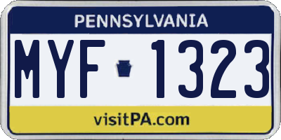 PA license plate MYF1323