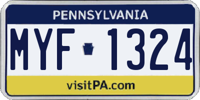 PA license plate MYF1324