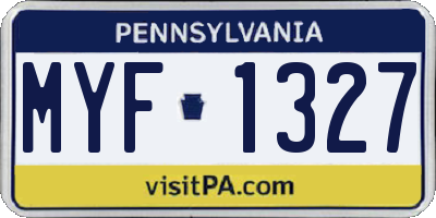 PA license plate MYF1327
