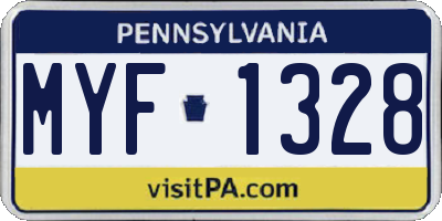 PA license plate MYF1328