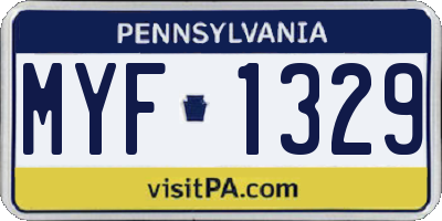 PA license plate MYF1329