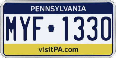 PA license plate MYF1330