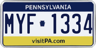 PA license plate MYF1334
