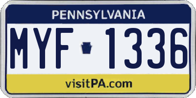 PA license plate MYF1336