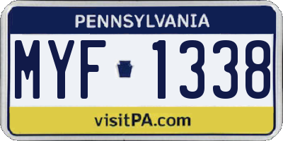 PA license plate MYF1338