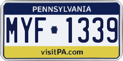 PA license plate MYF1339