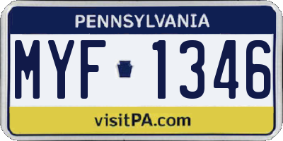 PA license plate MYF1346