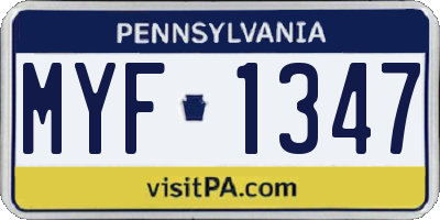 PA license plate MYF1347