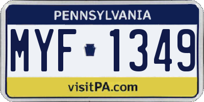 PA license plate MYF1349