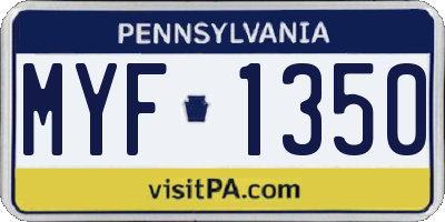 PA license plate MYF1350