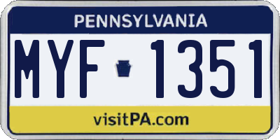 PA license plate MYF1351