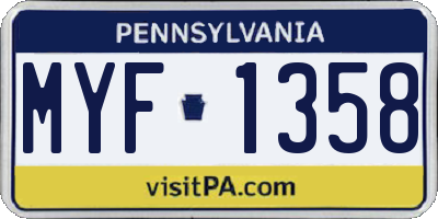 PA license plate MYF1358