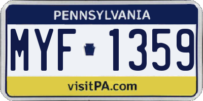 PA license plate MYF1359