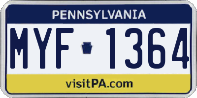 PA license plate MYF1364