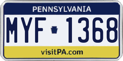 PA license plate MYF1368