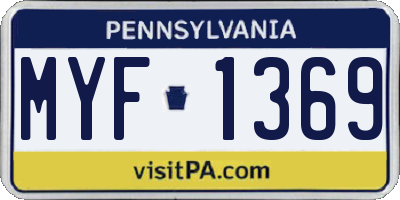 PA license plate MYF1369