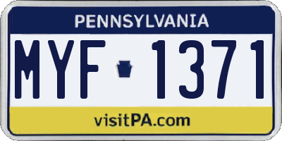 PA license plate MYF1371