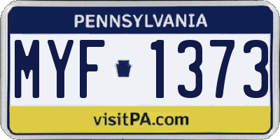 PA license plate MYF1373