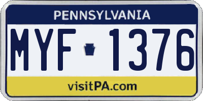 PA license plate MYF1376