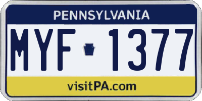 PA license plate MYF1377