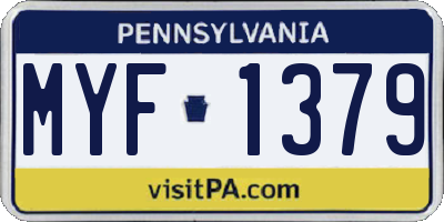 PA license plate MYF1379
