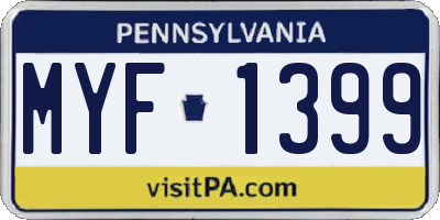 PA license plate MYF1399