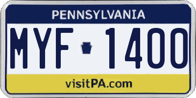 PA license plate MYF1400