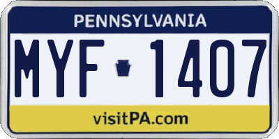 PA license plate MYF1407