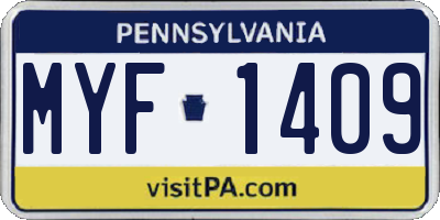 PA license plate MYF1409