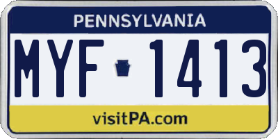 PA license plate MYF1413