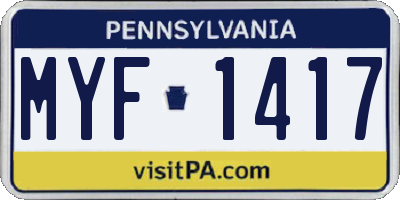PA license plate MYF1417