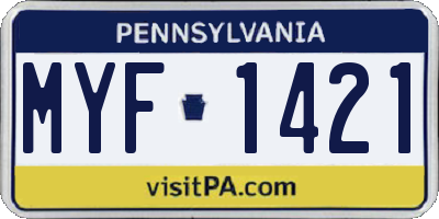 PA license plate MYF1421