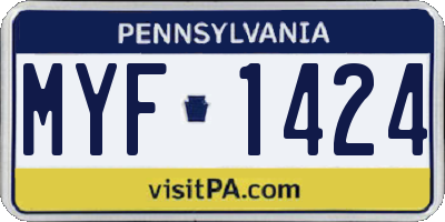 PA license plate MYF1424