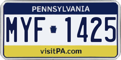PA license plate MYF1425