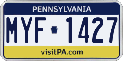 PA license plate MYF1427