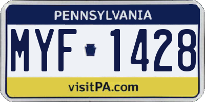 PA license plate MYF1428