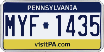 PA license plate MYF1435
