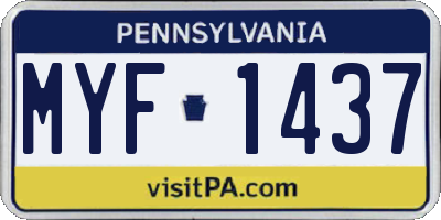 PA license plate MYF1437