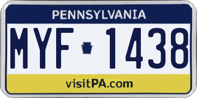 PA license plate MYF1438