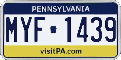 PA license plate MYF1439