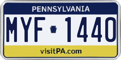 PA license plate MYF1440