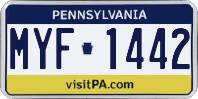 PA license plate MYF1442