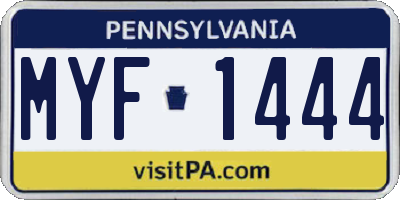 PA license plate MYF1444