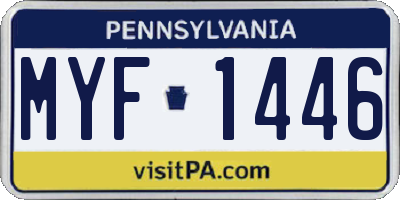 PA license plate MYF1446