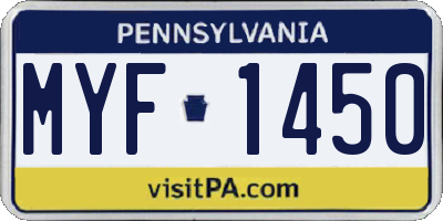 PA license plate MYF1450