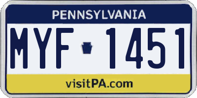 PA license plate MYF1451