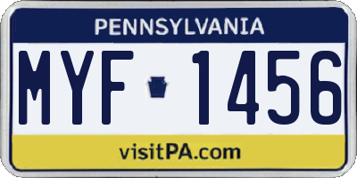 PA license plate MYF1456